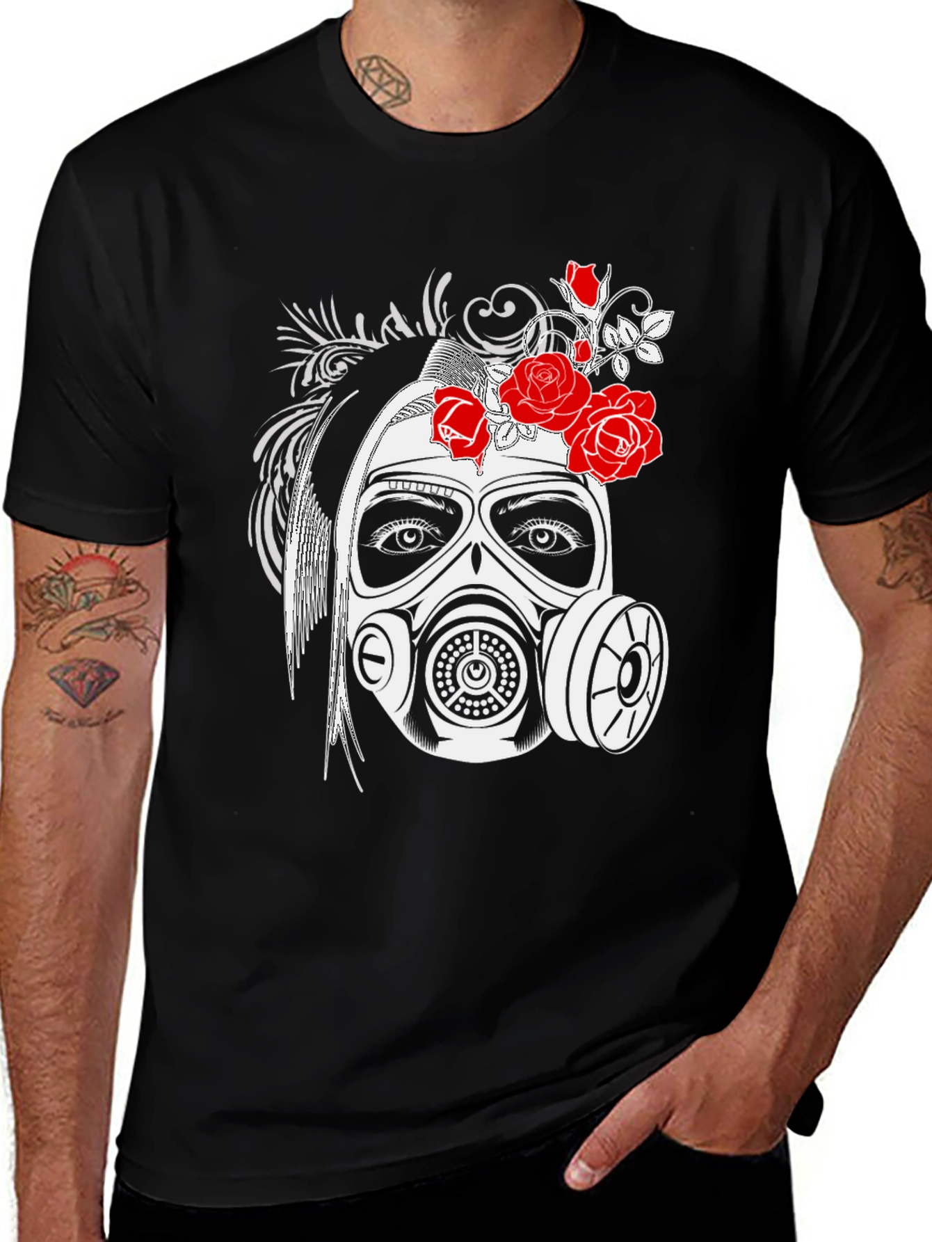 Gas Mask Girl Graphic Tee - Black T-Shirt