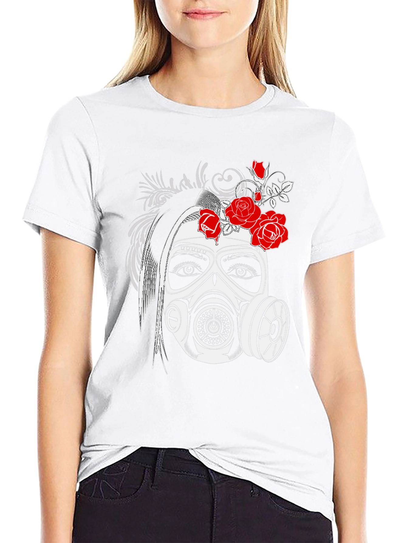 Gas Mask Girl Graphic Tee - Black T-Shirt