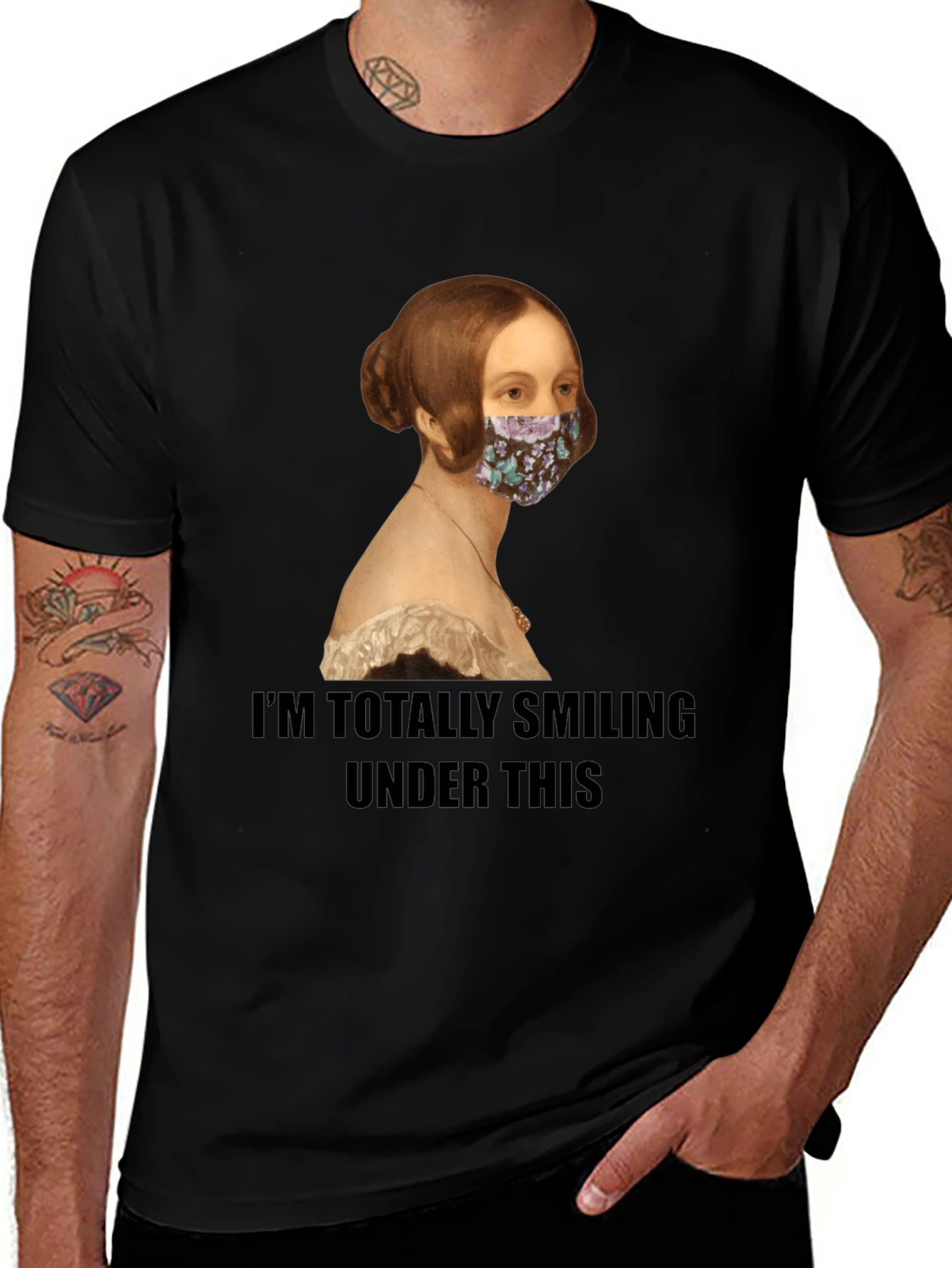Smiling Under Mask Funny T-Shirt