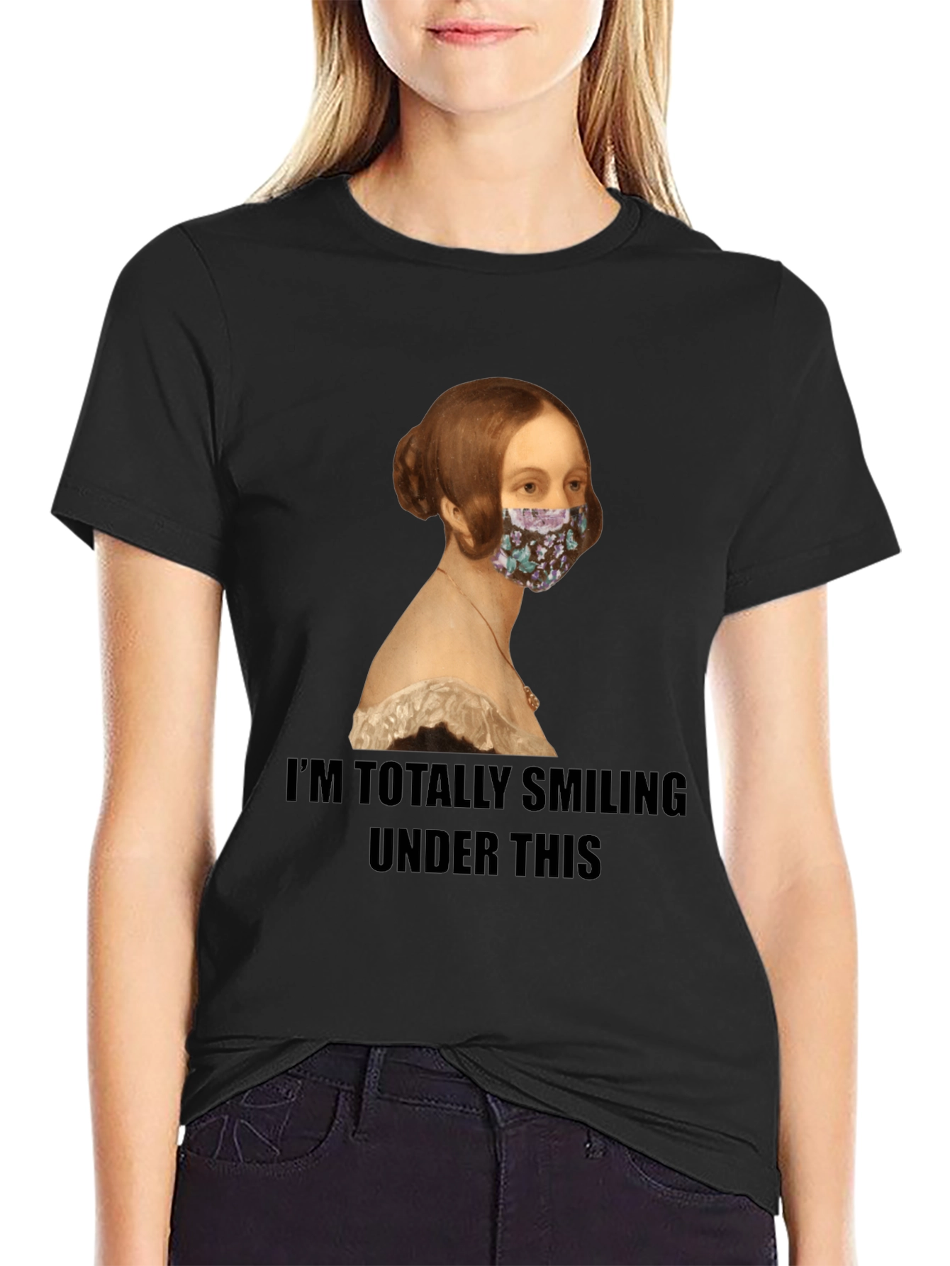 Smiling Under Mask Funny T-Shirt