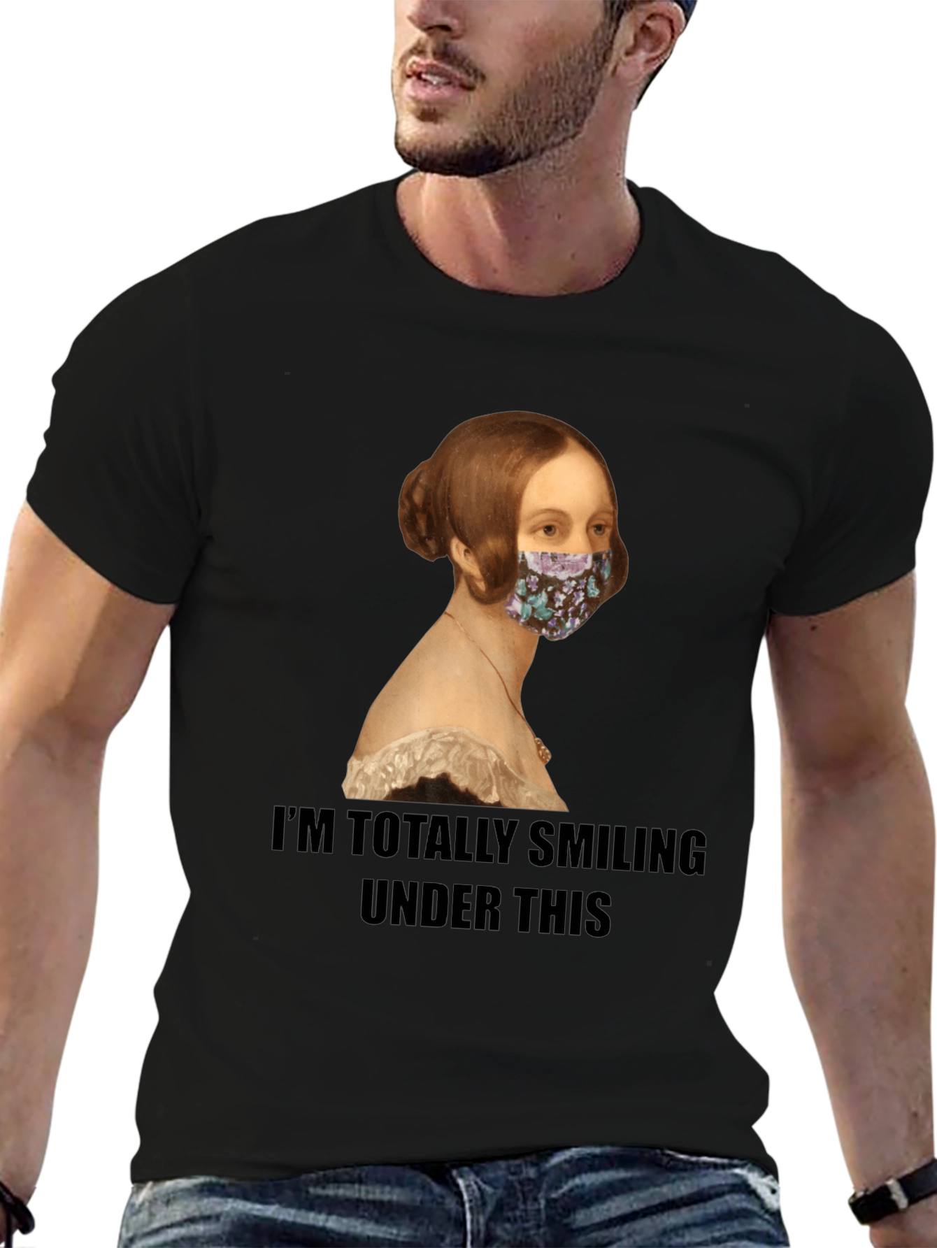 Smiling Under Mask Funny T-Shirt
