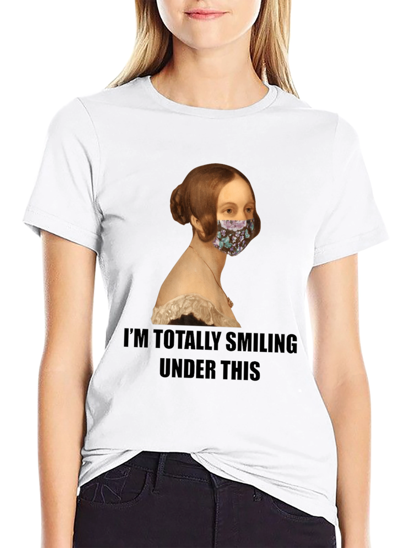 Smiling Under Mask Funny T-Shirt