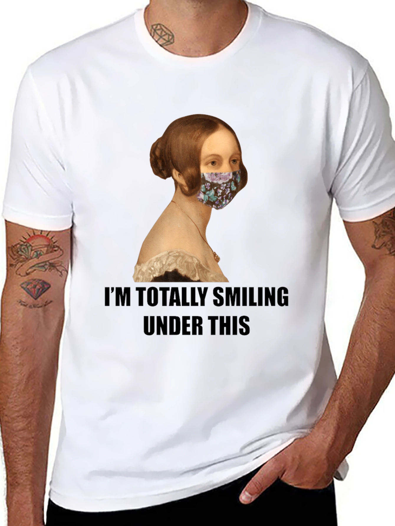 Smiling Under Mask Funny T-Shirt