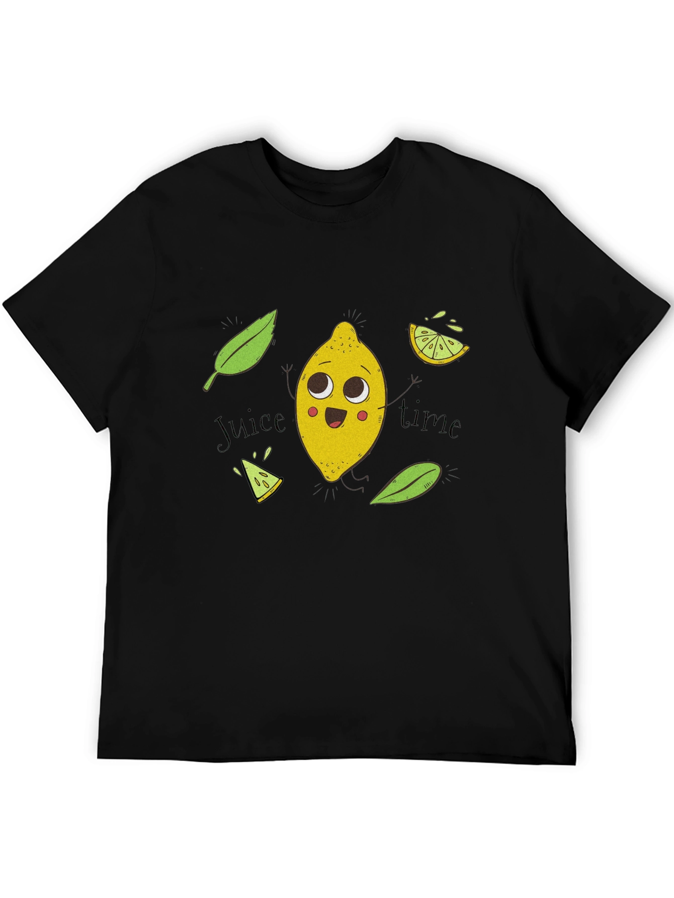 Cute Lemon Cartoon Black T-Shirt - Juice Time!