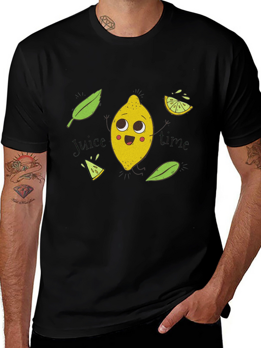 Cute Lemon Cartoon Black T-Shirt - Juice Time!