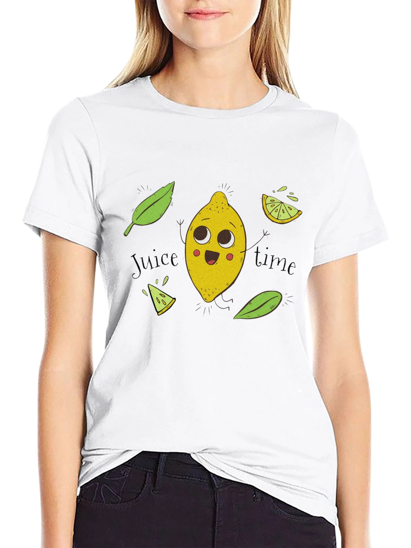 Cute Lemon Cartoon Black T-Shirt - Juice Time!