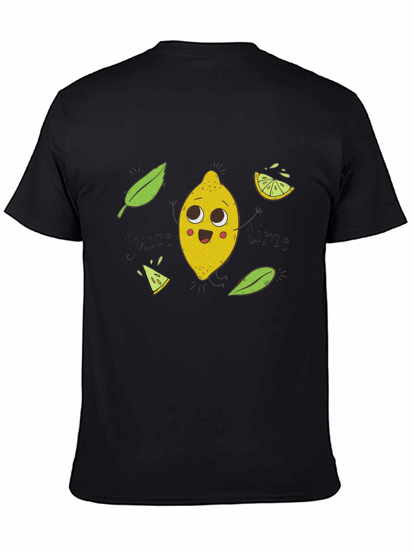 Cute Lemon Cartoon Black T-Shirt - Juice Time!