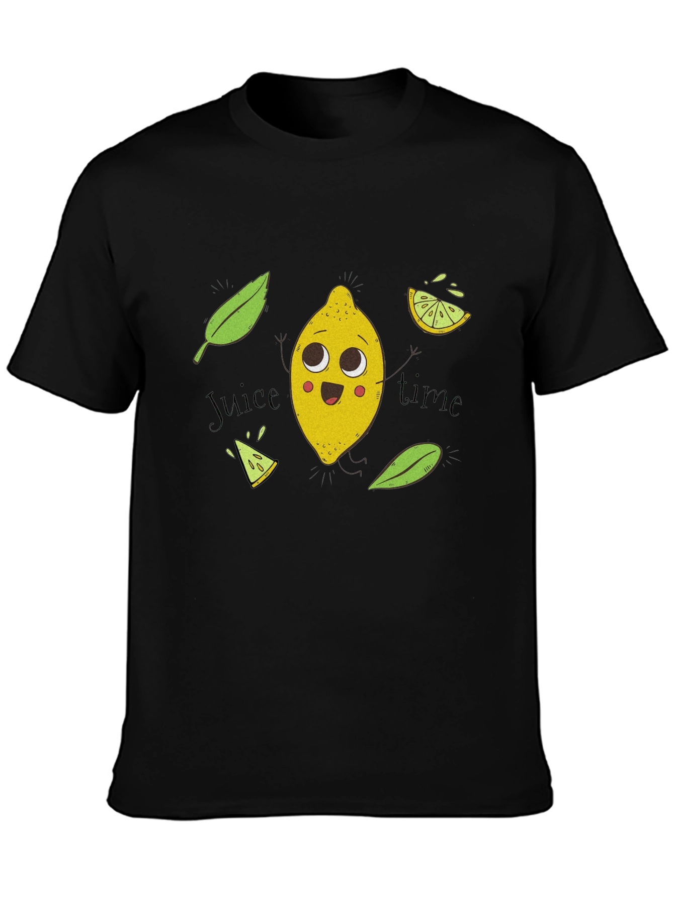 Cute Lemon Cartoon Black T-Shirt - Juice Time!