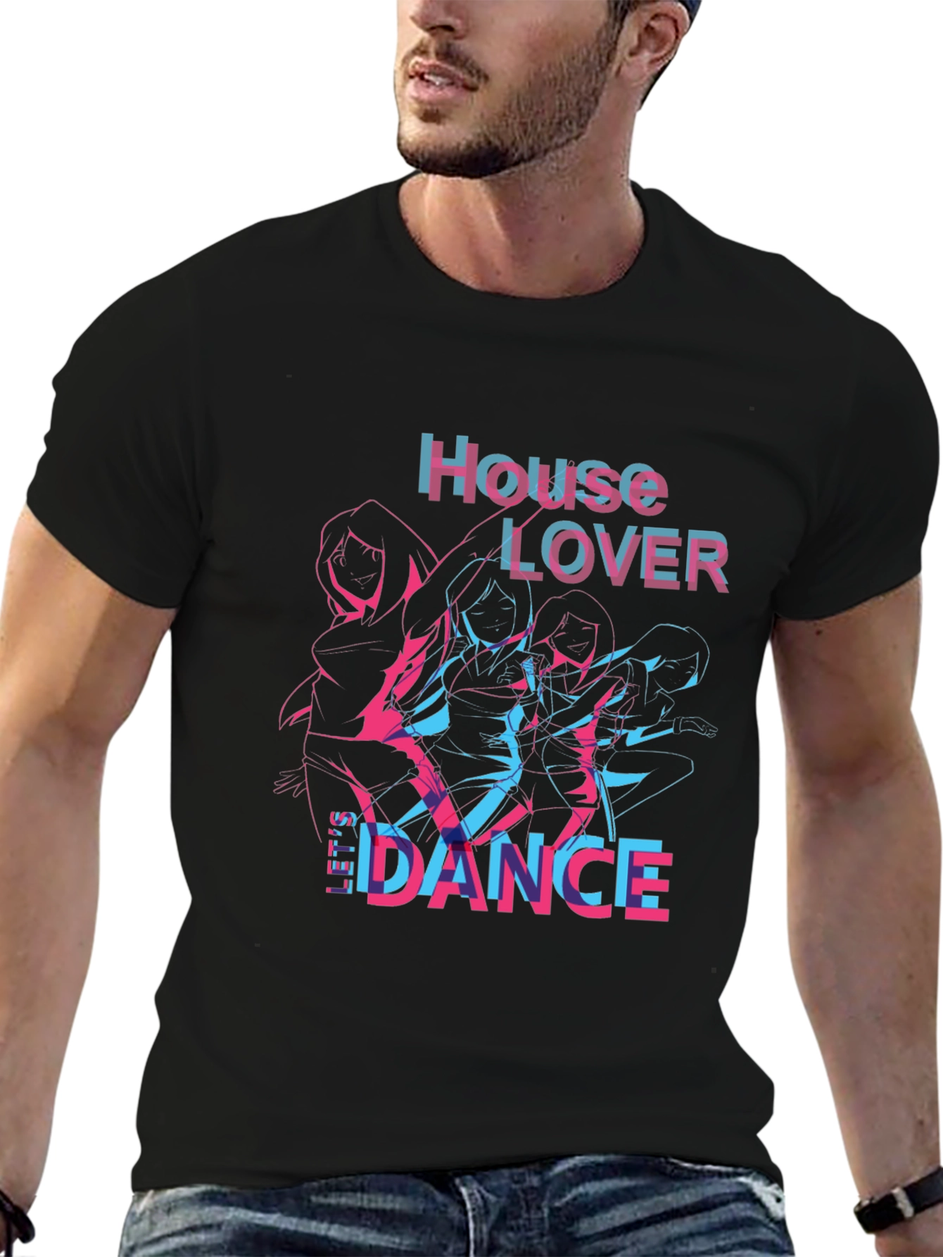 House Lover Dance Tee - Glitch Style Graphic T-Shirt