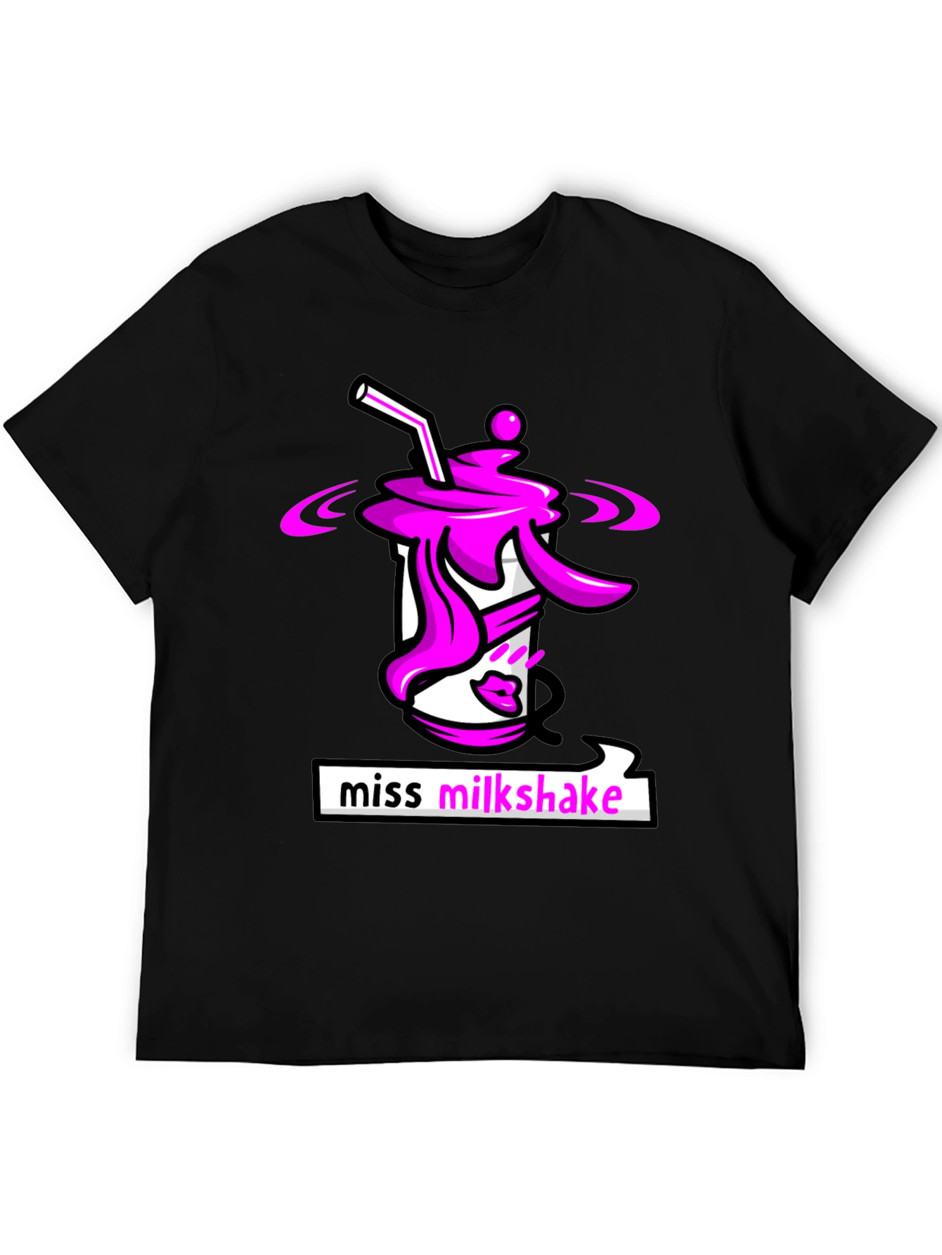 Miss Milkshake Graphic T-Shirt - Black Crew Neck