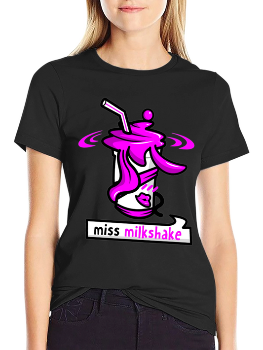 Miss Milkshake Graphic T-Shirt - Black Crew Neck