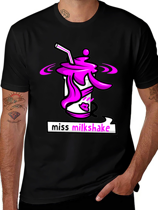 Miss Milkshake Graphic T-Shirt - Black Crew Neck