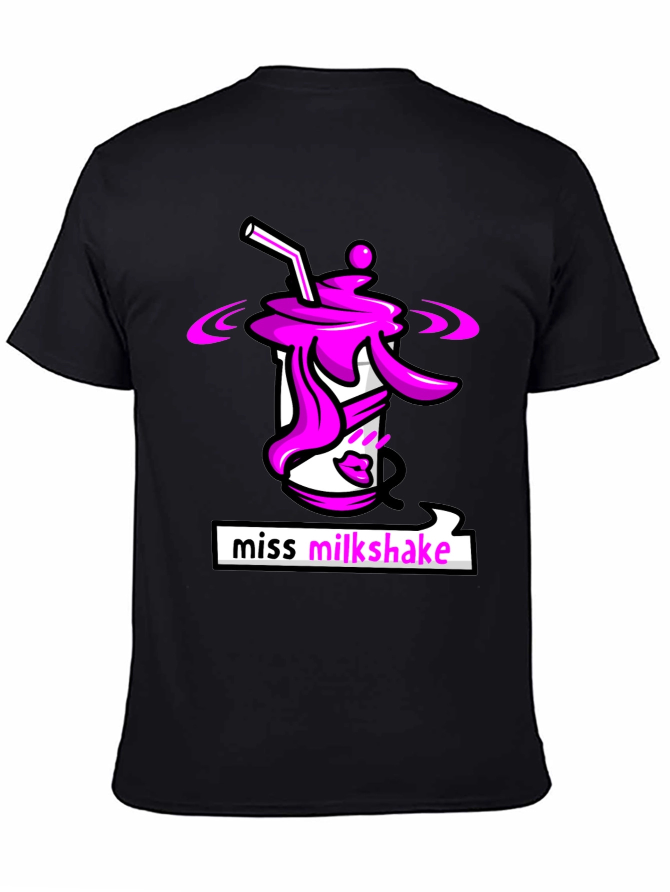 Miss Milkshake Graphic T-Shirt - Black Crew Neck