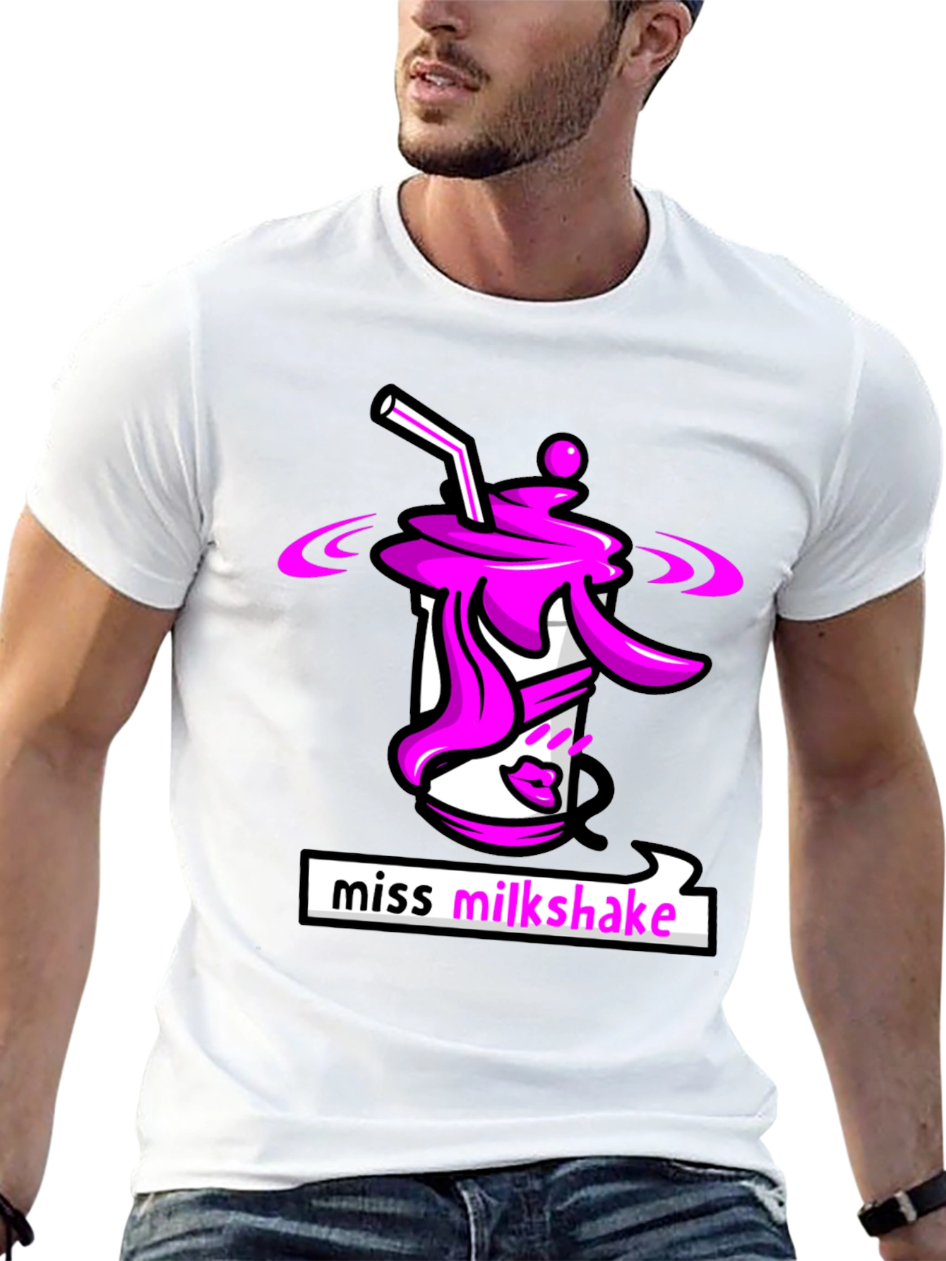 Miss Milkshake Graphic T-Shirt - Black Crew Neck