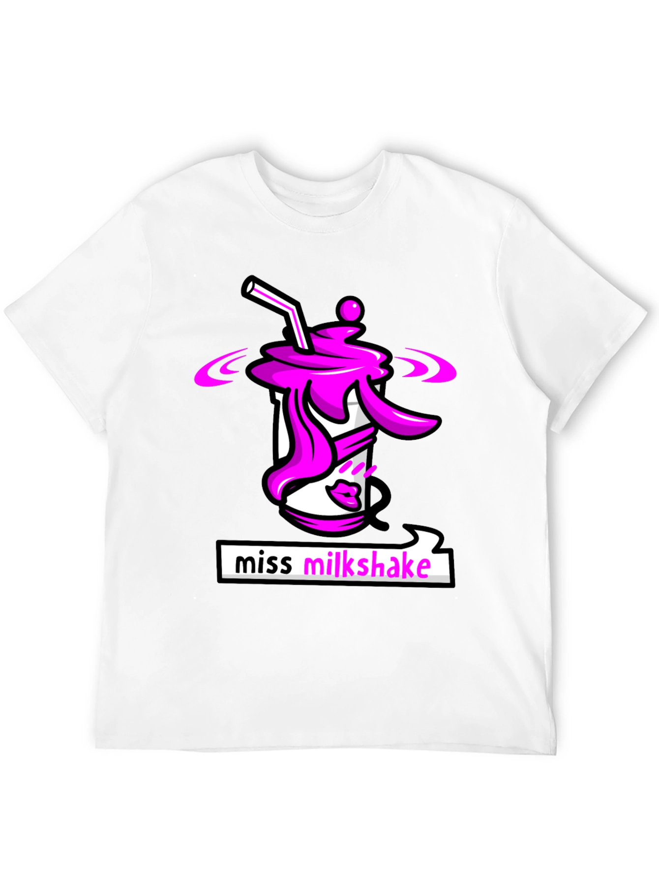 Miss Milkshake Graphic T-Shirt - Black Crew Neck