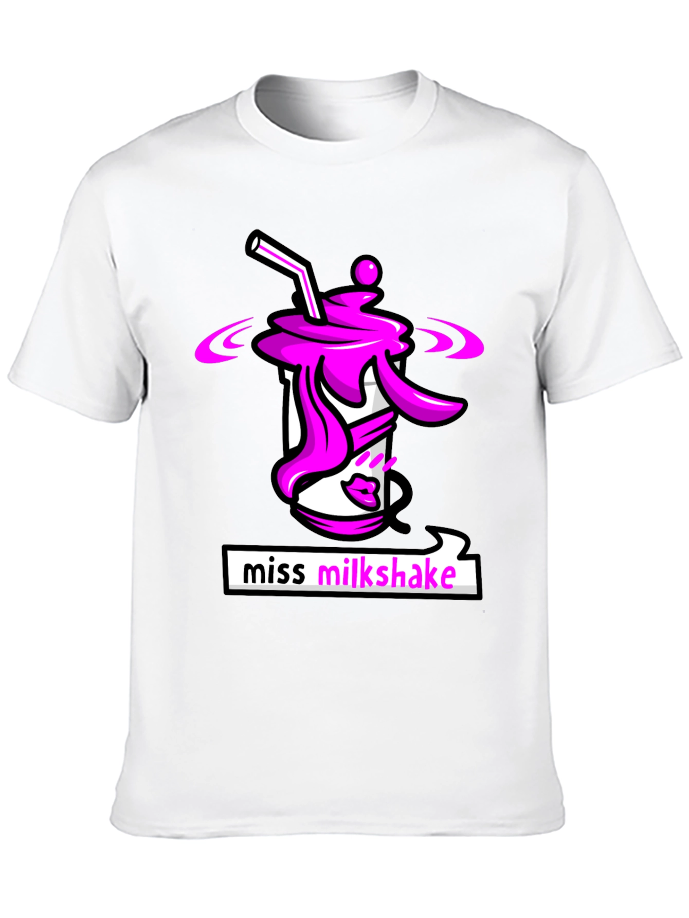 Miss Milkshake Graphic T-Shirt - Black Crew Neck