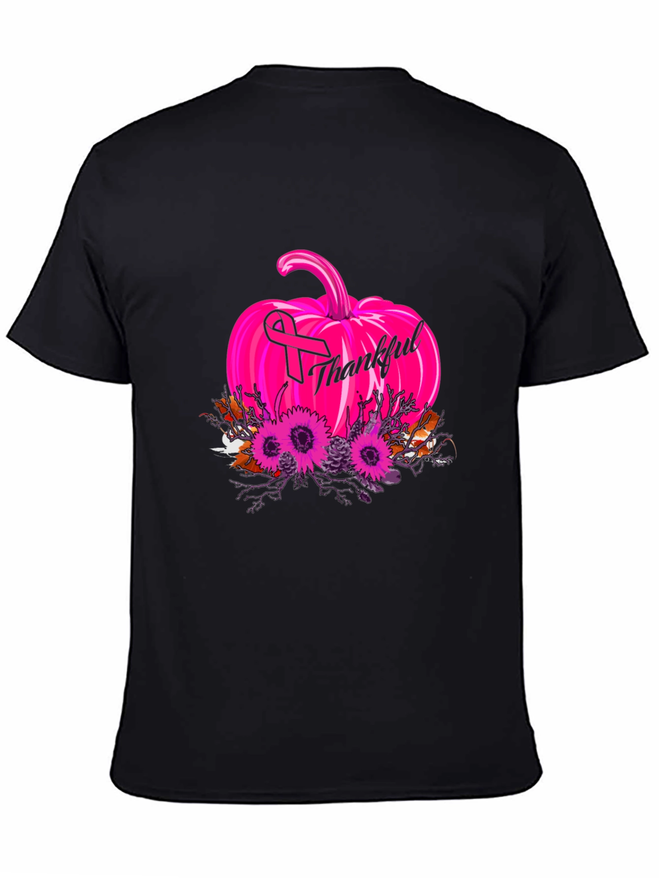 Thankful Pumpkin Breast Cancer Awareness T-Shirt
