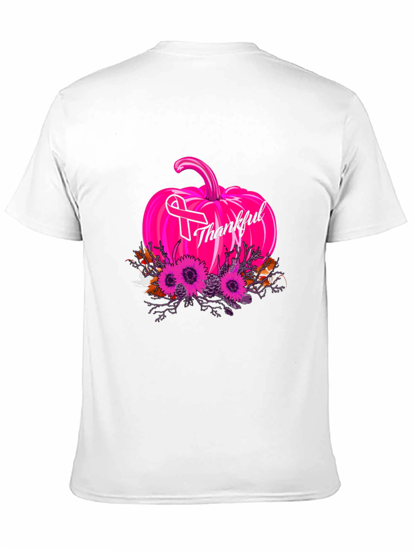 Thankful Pumpkin Breast Cancer Awareness T-Shirt