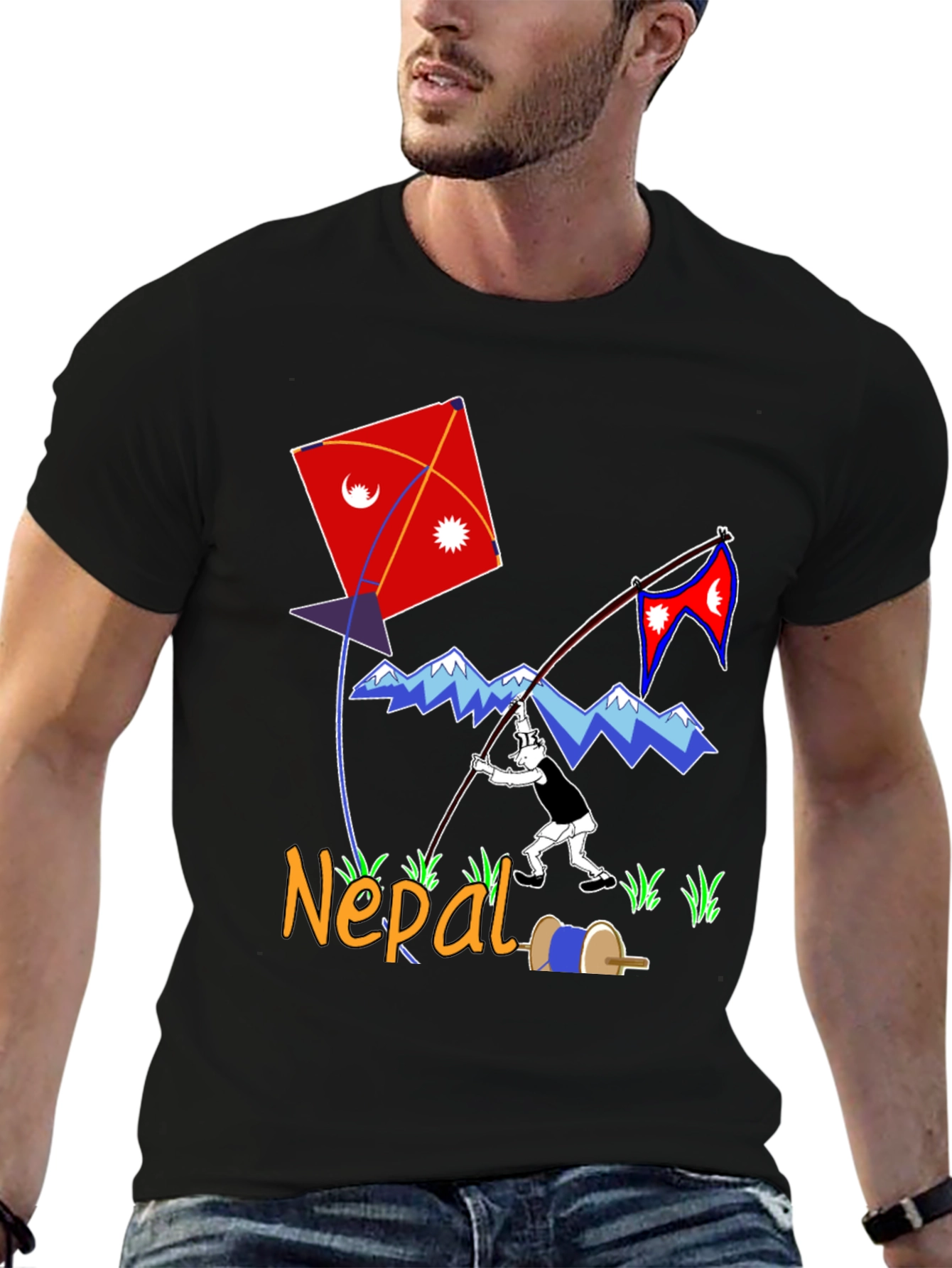 Nepal Kite Flying T-Shirt - Kathmandu Souvenir Tee