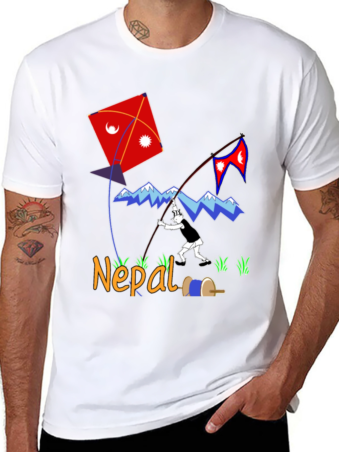 Nepal Kite Flying T-Shirt - Kathmandu Souvenir Tee