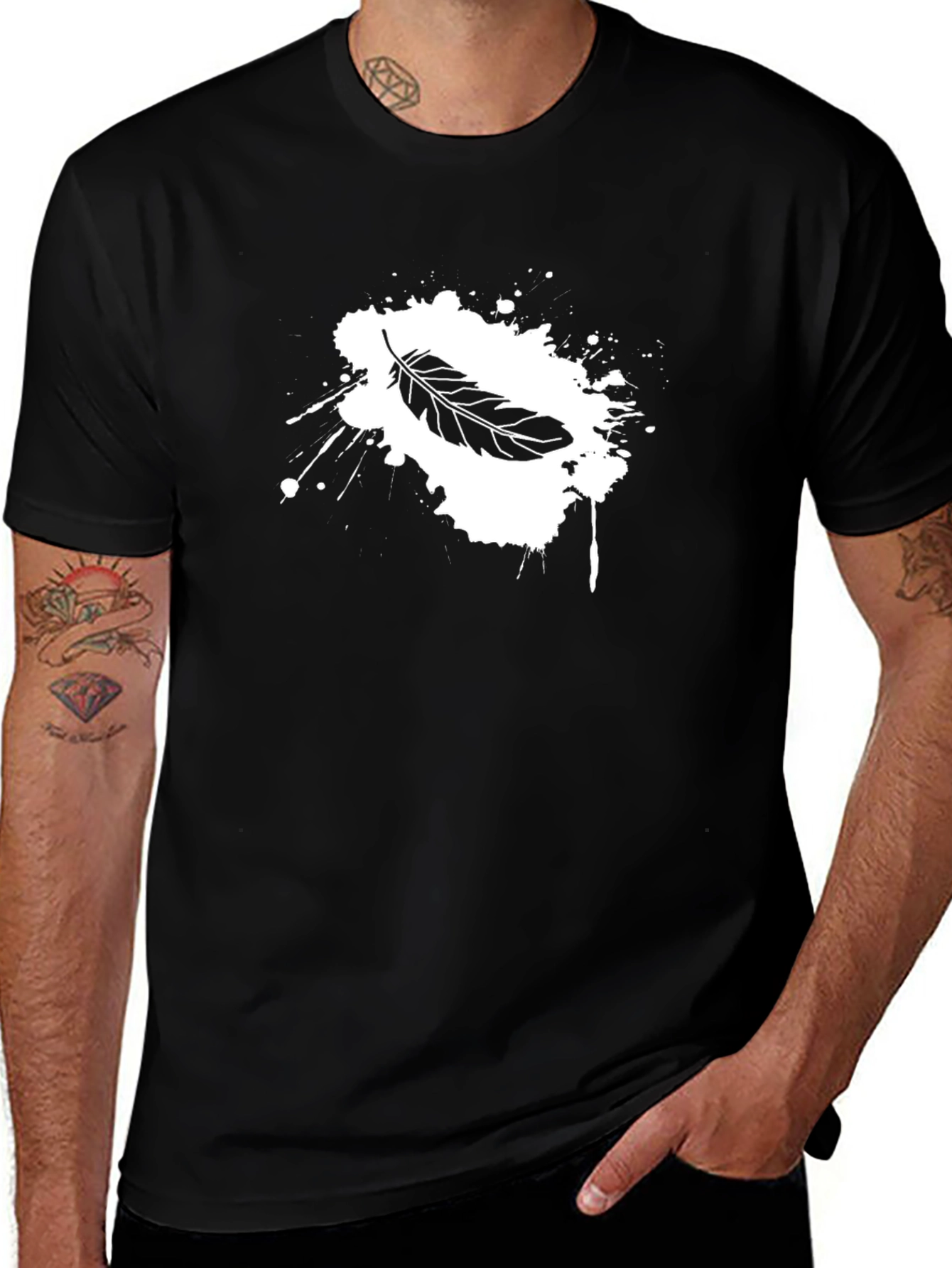 Feather Splash Graphic Tee - Soft Cotton Blend