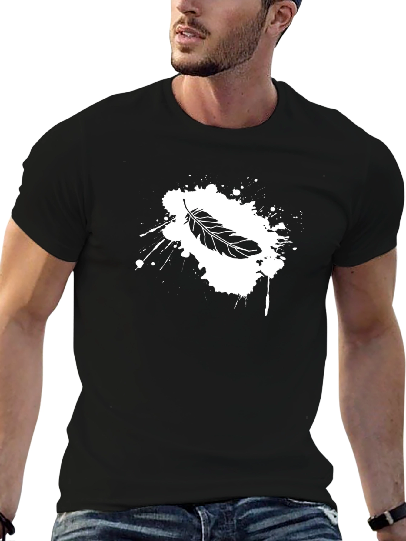 Feather Splash Graphic Tee - Soft Cotton Blend