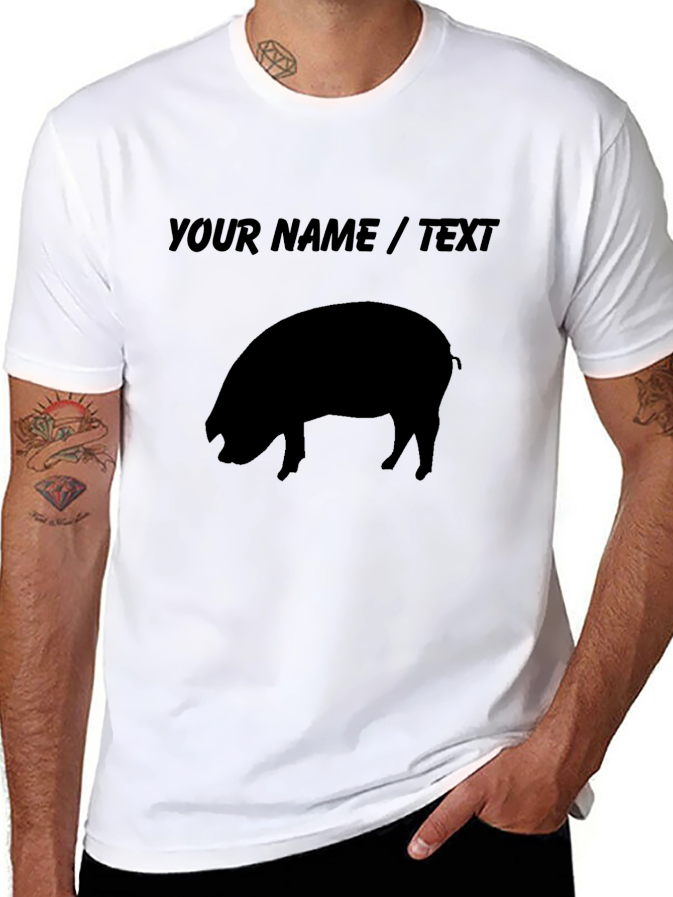 Customizable Pig Silhouette T-Shirt