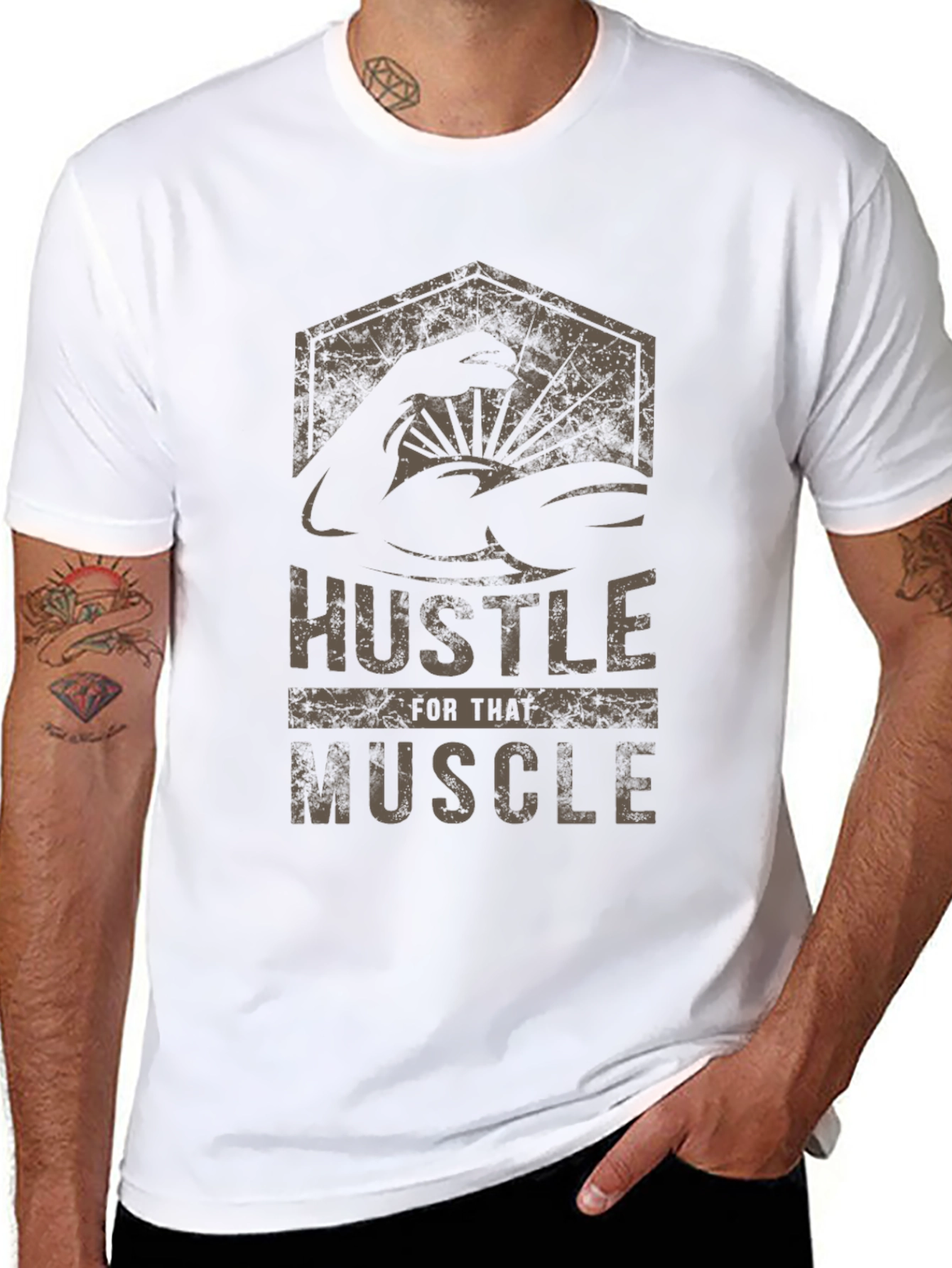 Hustle for That Muscle Graphic Print T-Shirt