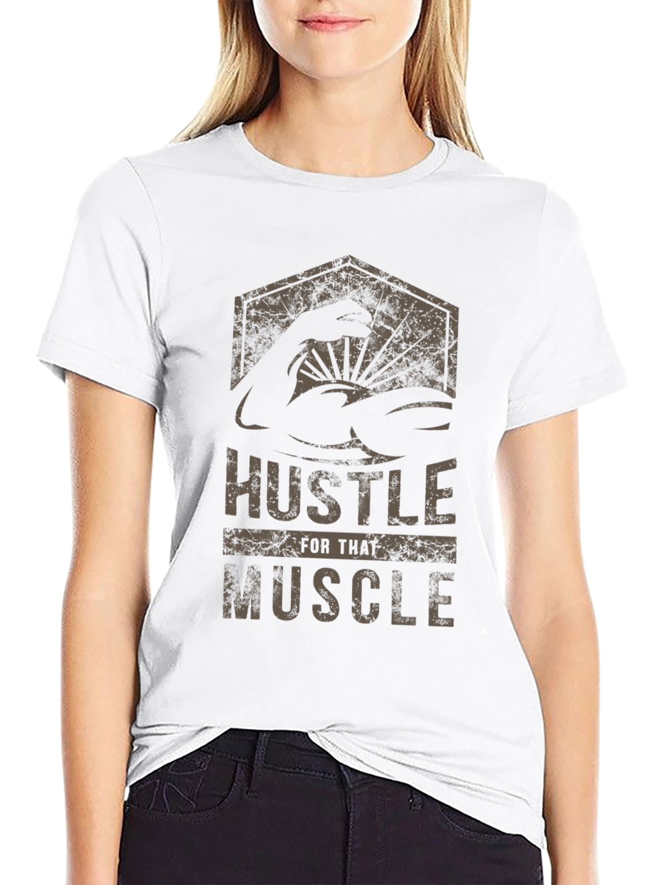 Hustle for That Muscle Graphic Print T-Shirt