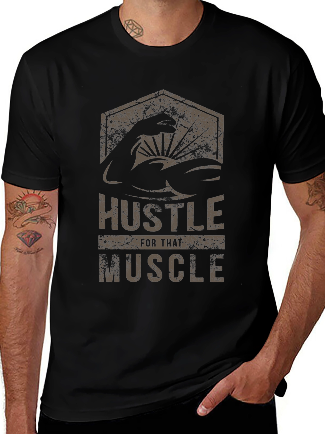 Hustle for That Muscle Graphic Print T-Shirt