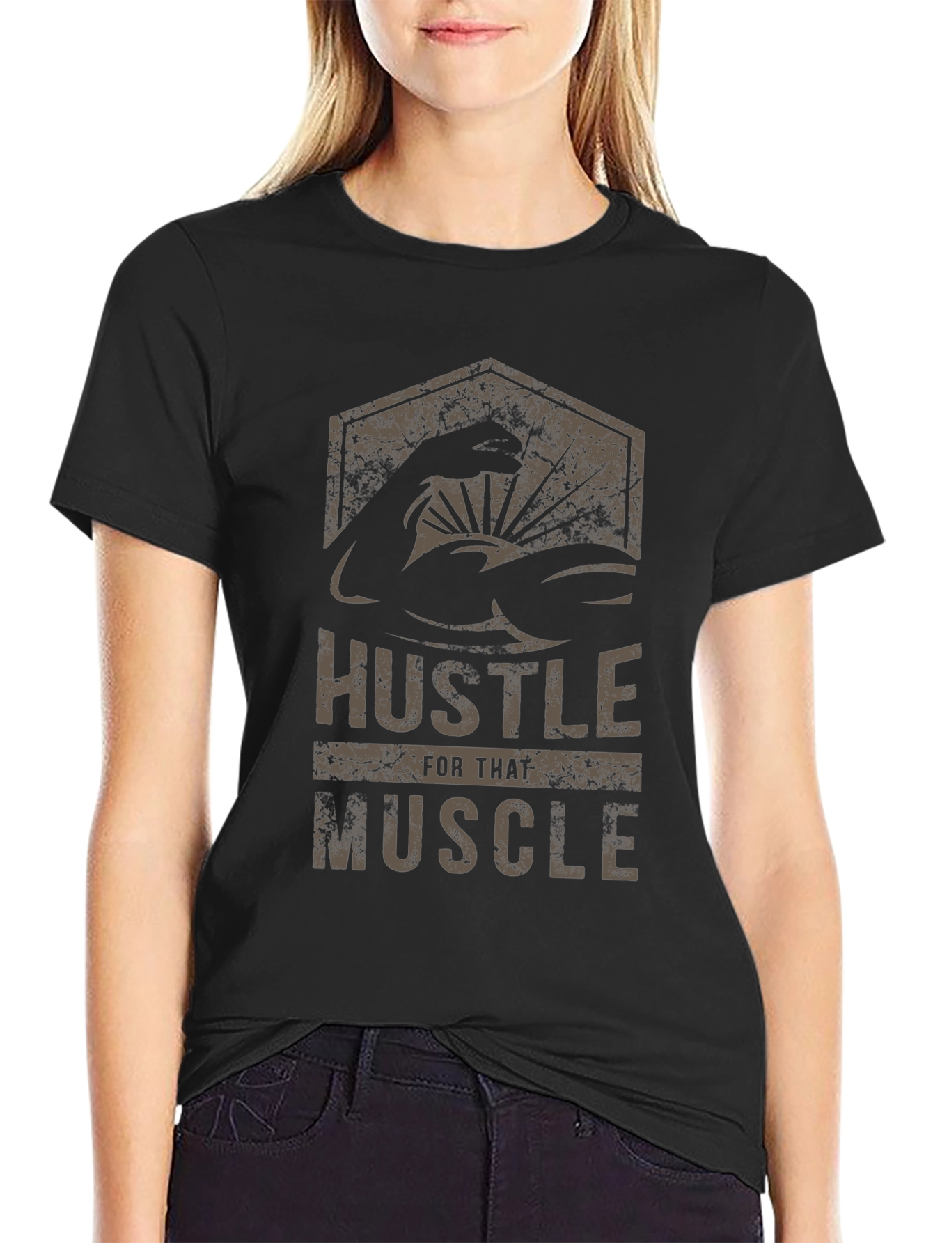 Hustle for That Muscle Graphic Print T-Shirt