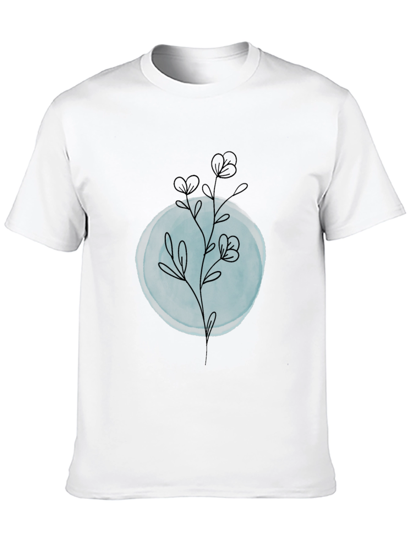 Black T-Shirt with Minimalist Floral Design
