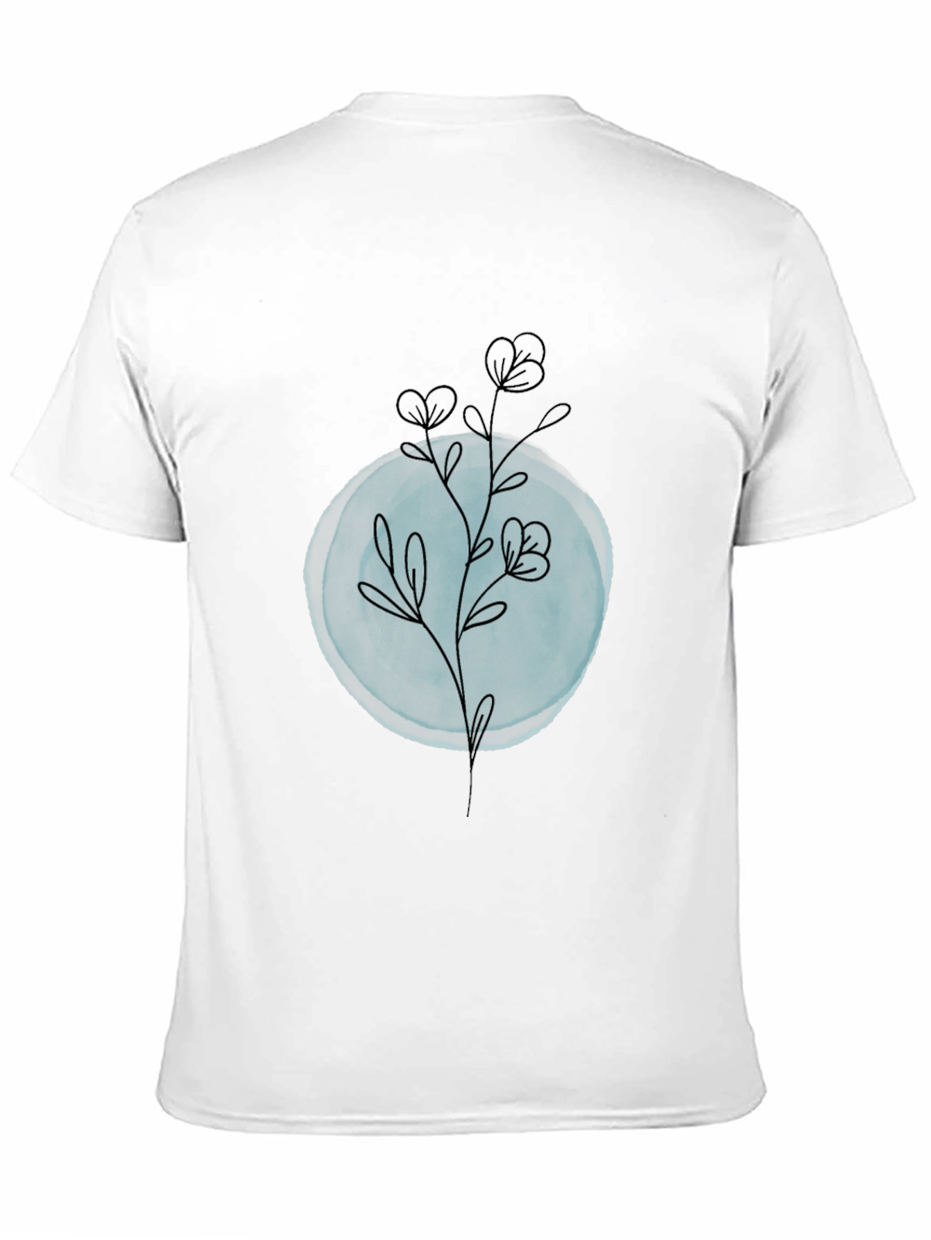 Black T-Shirt with Minimalist Floral Design