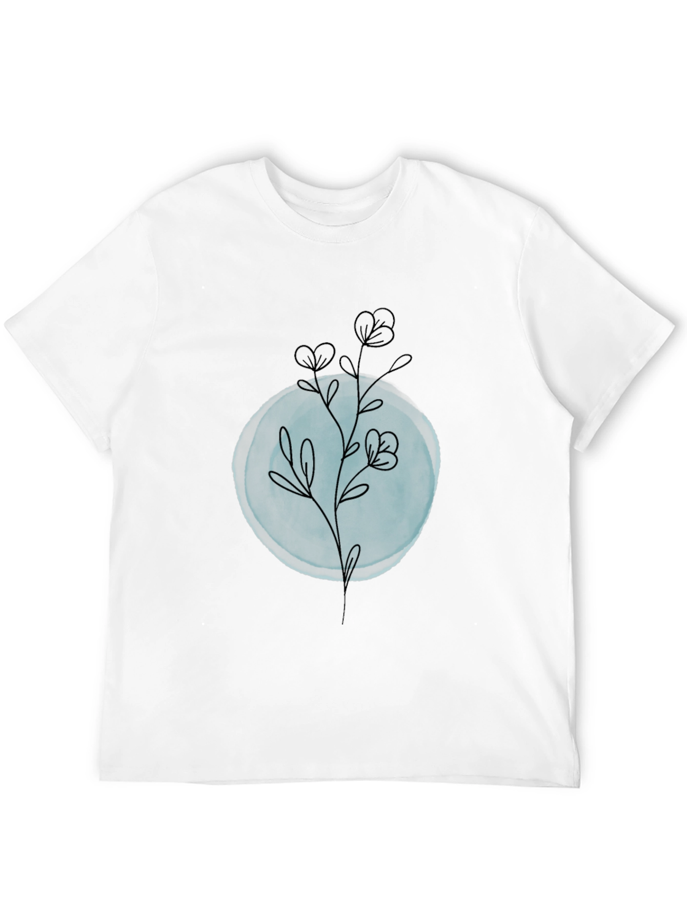 Black T-Shirt with Minimalist Floral Design