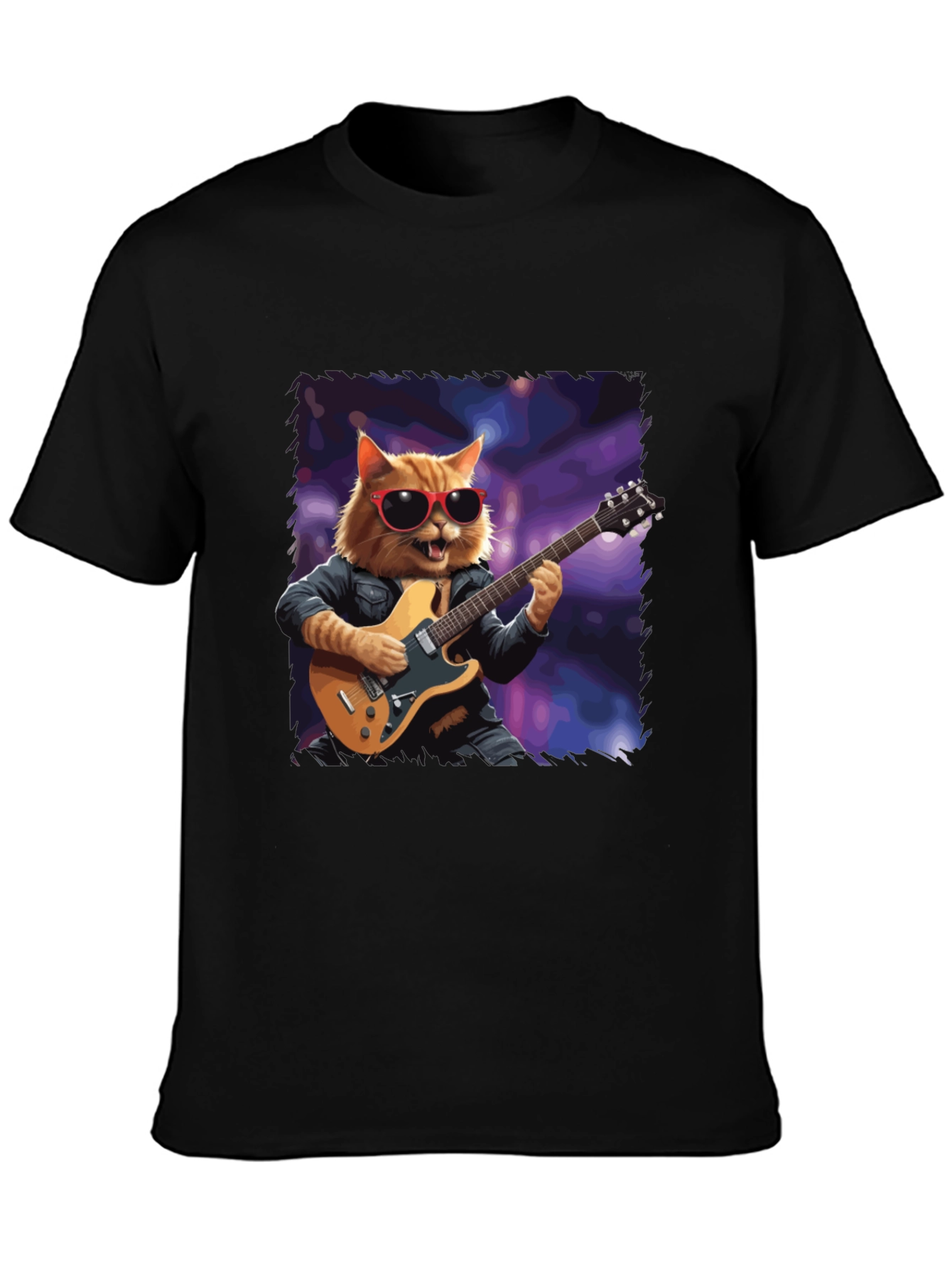 Cat Guitarist T-Shirt - Cool Feline Musician