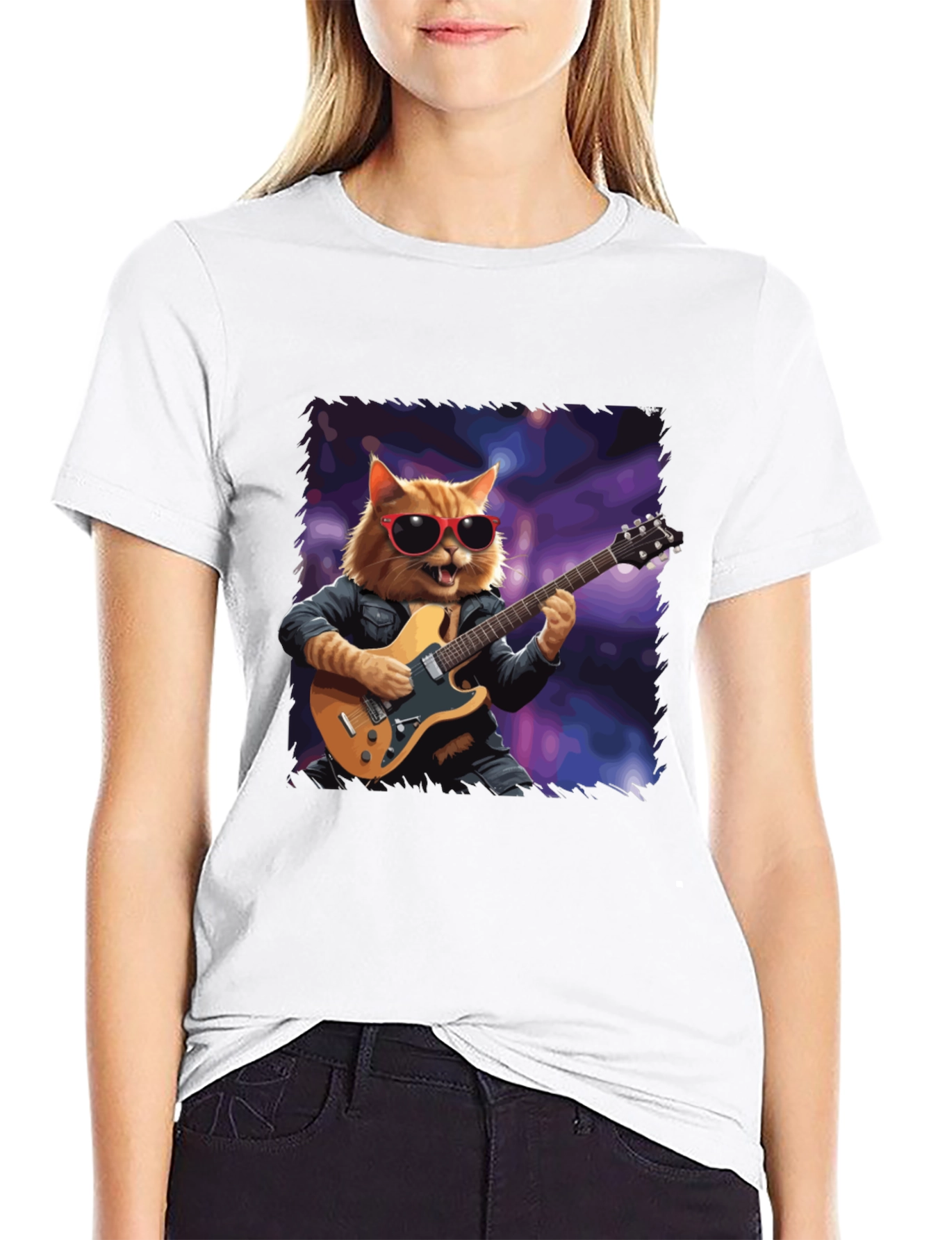 Cat Guitarist T-Shirt - Cool Feline Musician