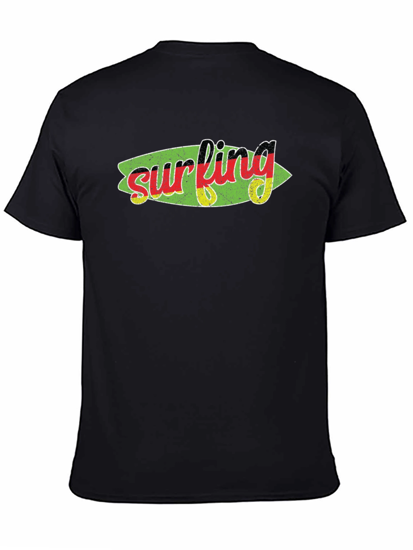 Surfing Germany Flag Surfboard Graphic Black Tee