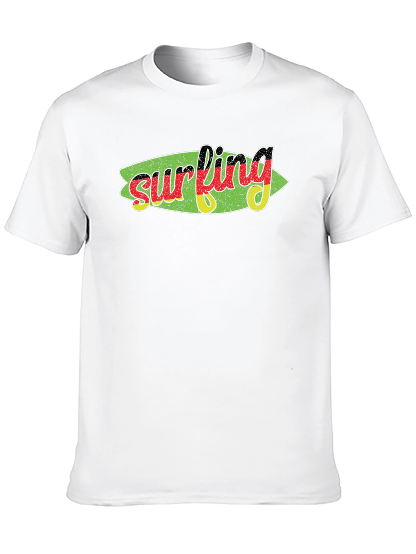 Surfing Germany Flag Surfboard Graphic Black Tee
