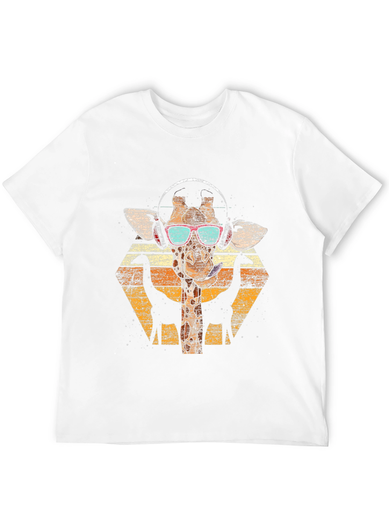 Giraffe Headphones T-Shirt - Retro Style