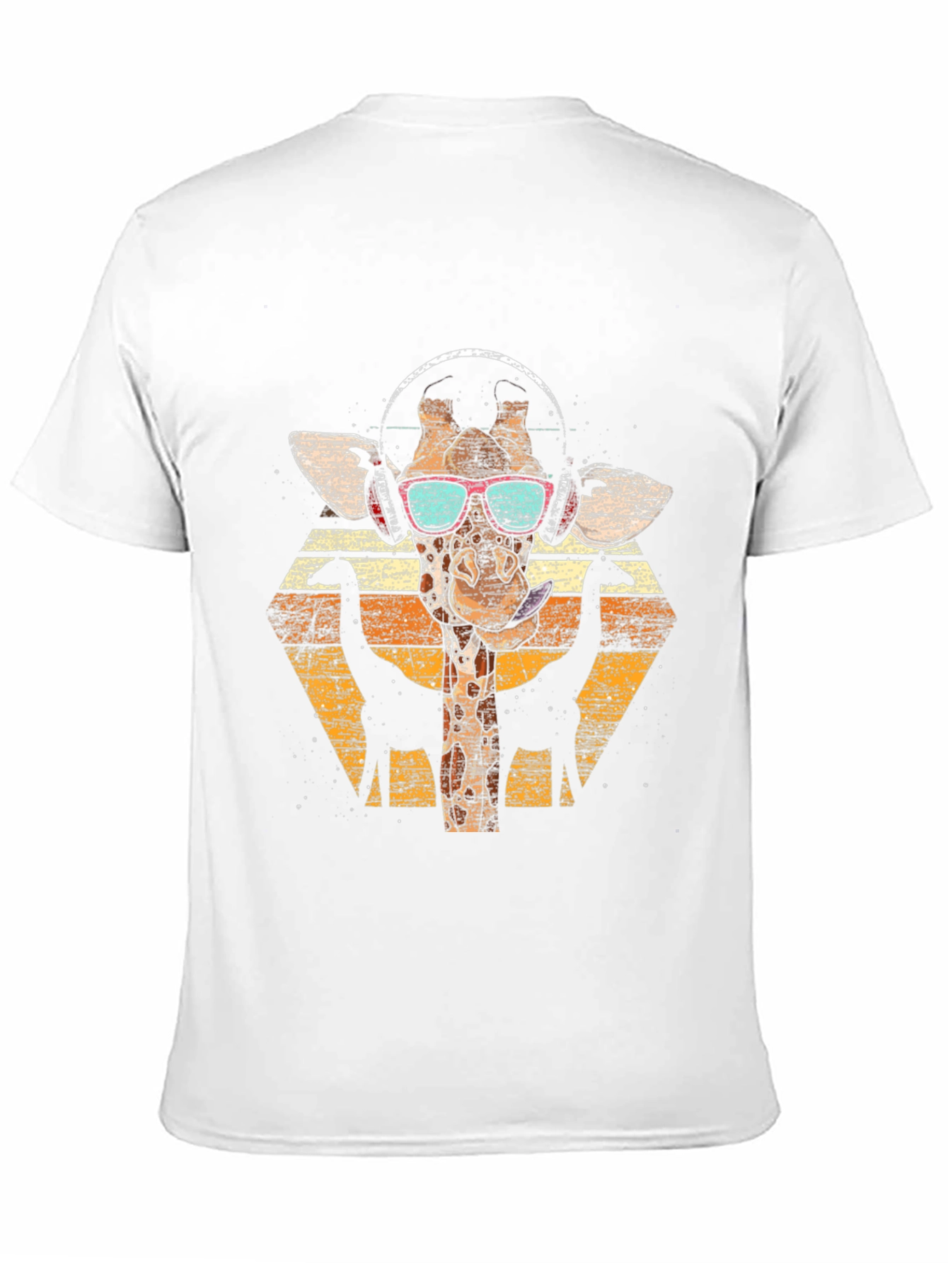 Giraffe Headphones T-Shirt - Retro Style