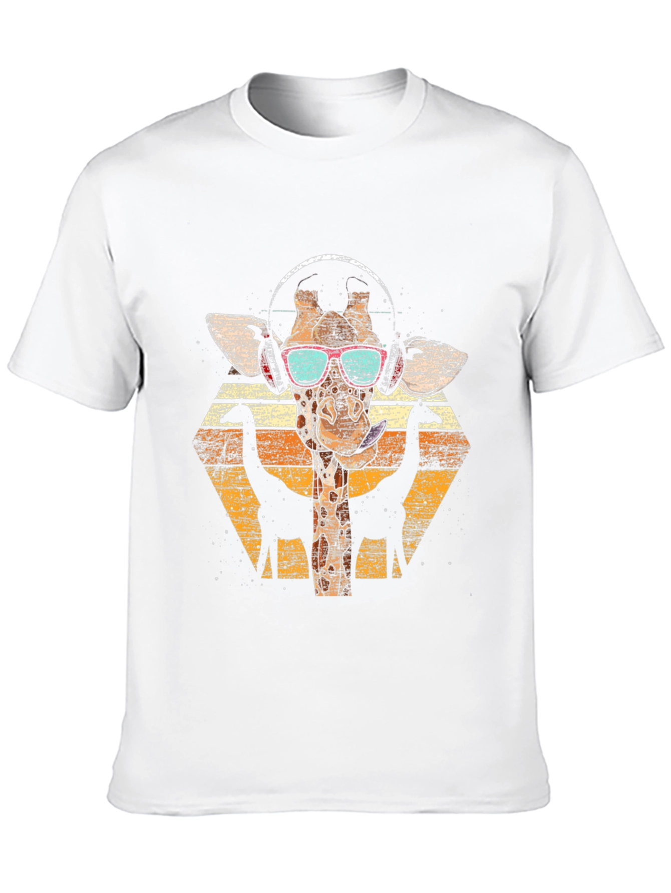 Giraffe Headphones T-Shirt - Retro Style