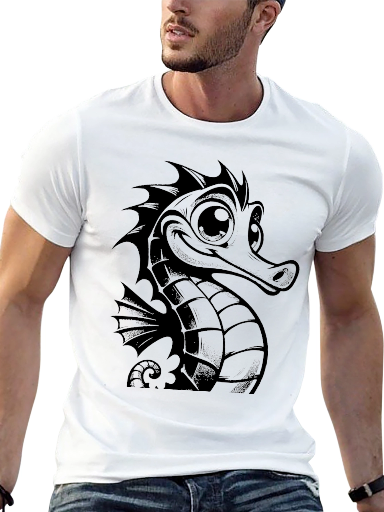 Sea Horse Graphic Tee - Mens Black T-Shirt