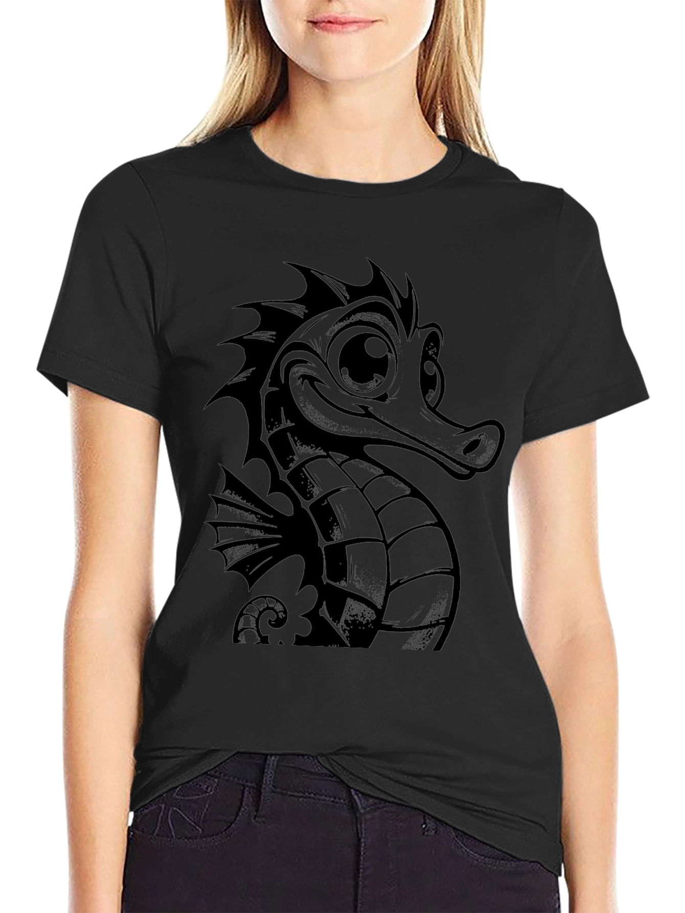 Sea Horse Graphic Tee - Mens Black T-Shirt