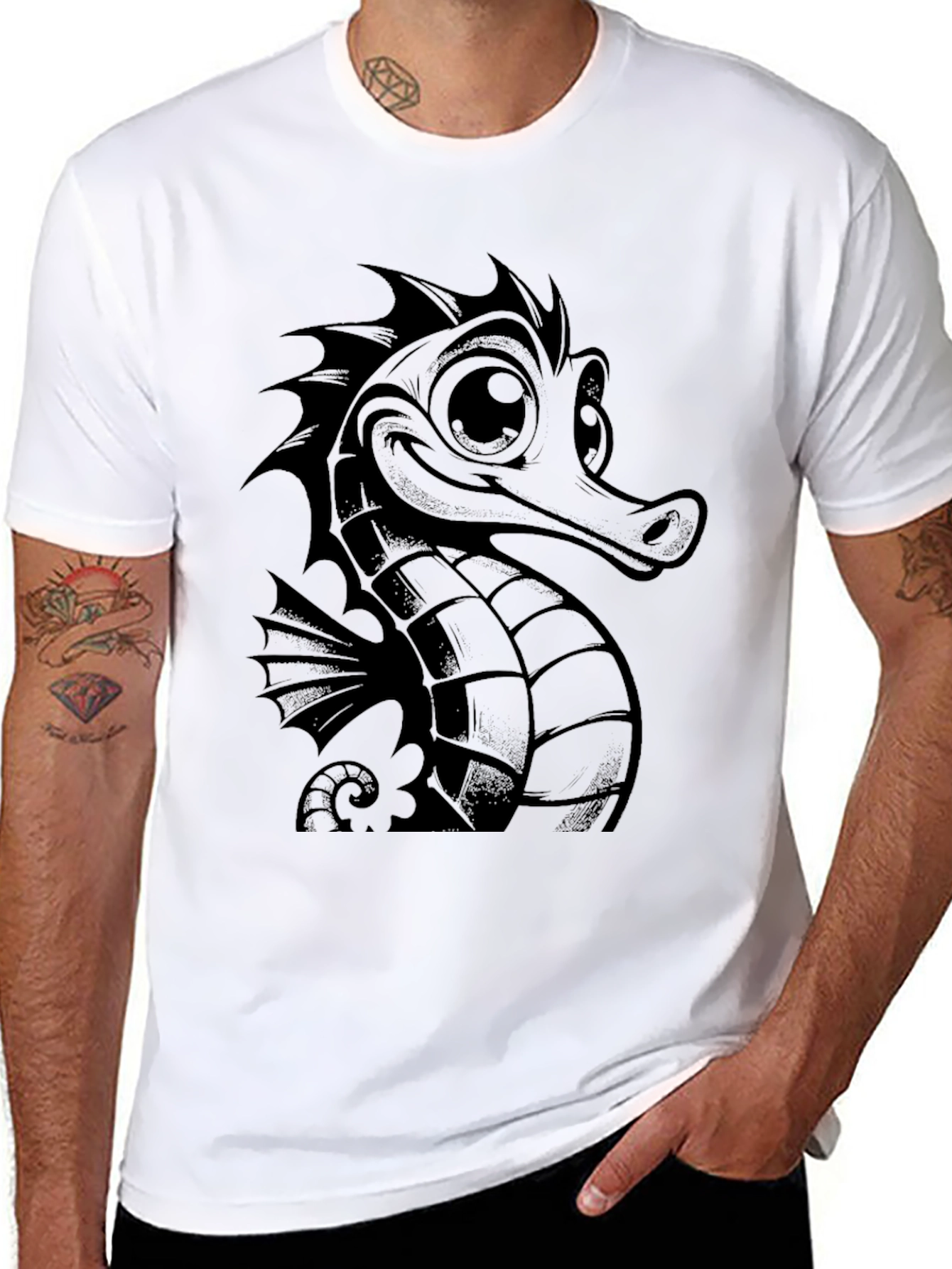 Sea Horse Graphic Tee - Mens Black T-Shirt