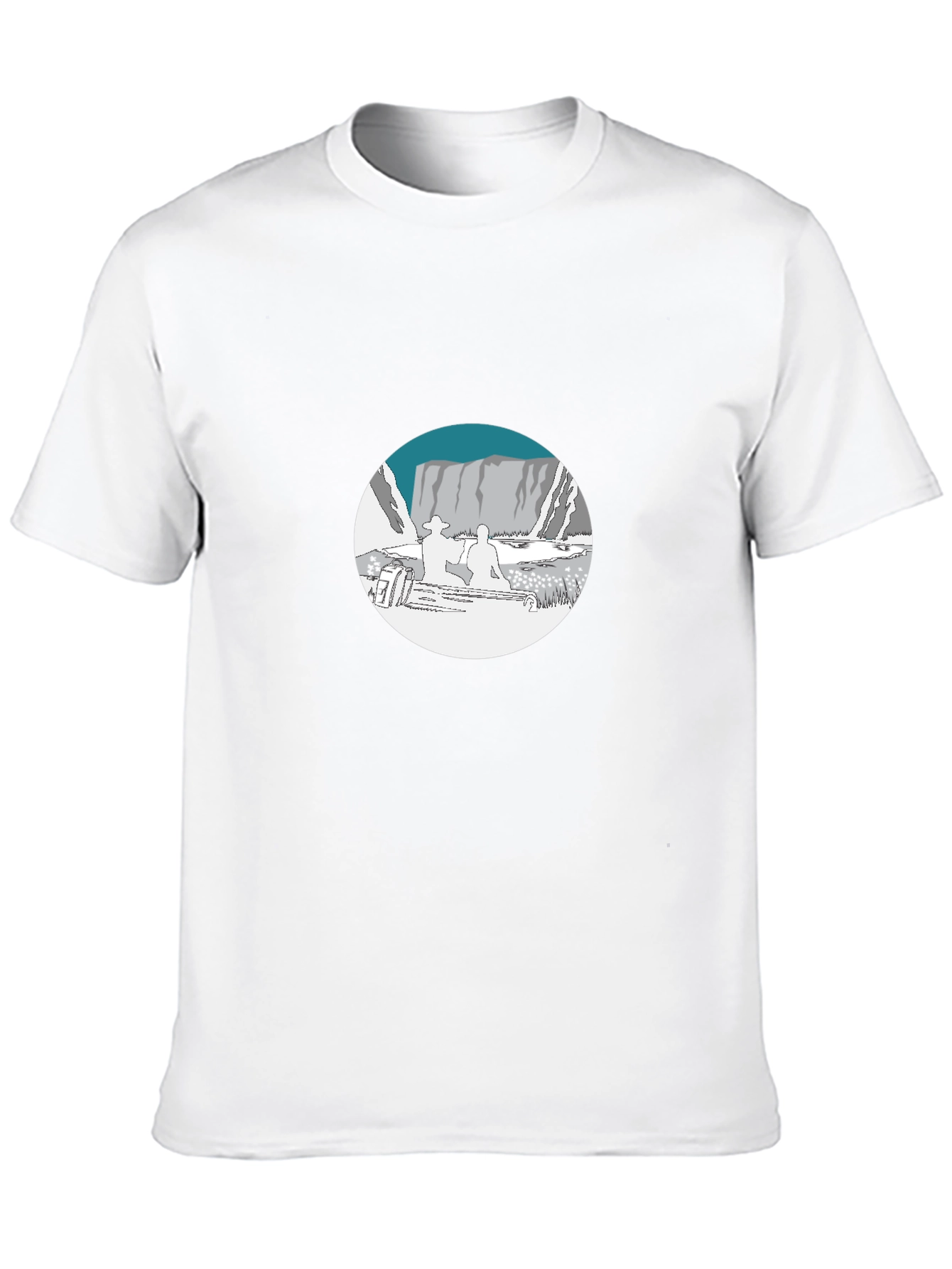 Black Graphic Tee - Mountain Scene Print