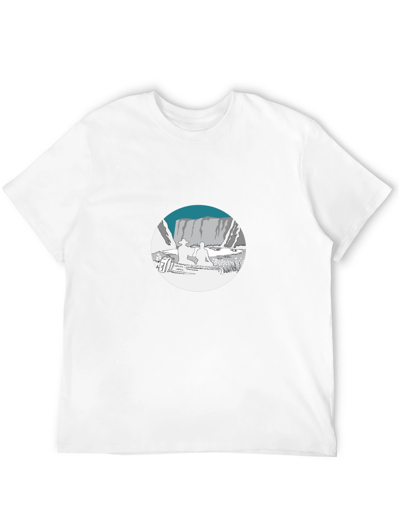 Black Graphic Tee - Mountain Scene Print