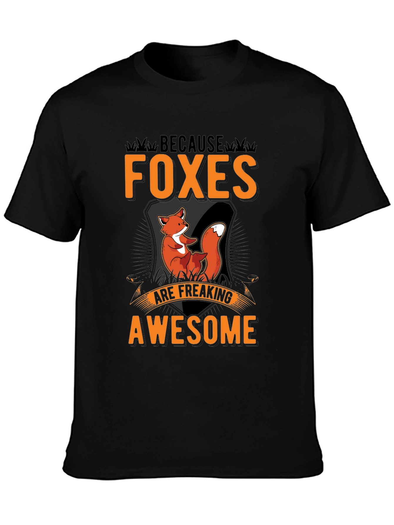 Foxes Are Awesome Black Graphic Tee