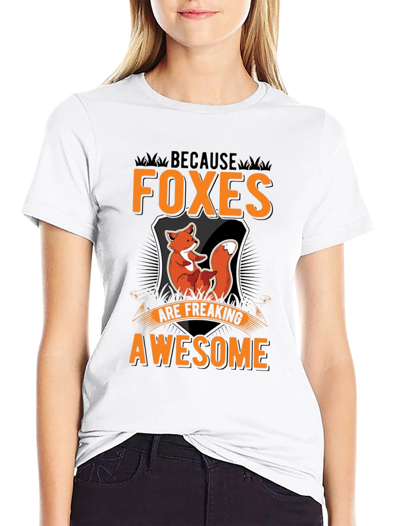 Foxes Are Awesome Black Graphic Tee