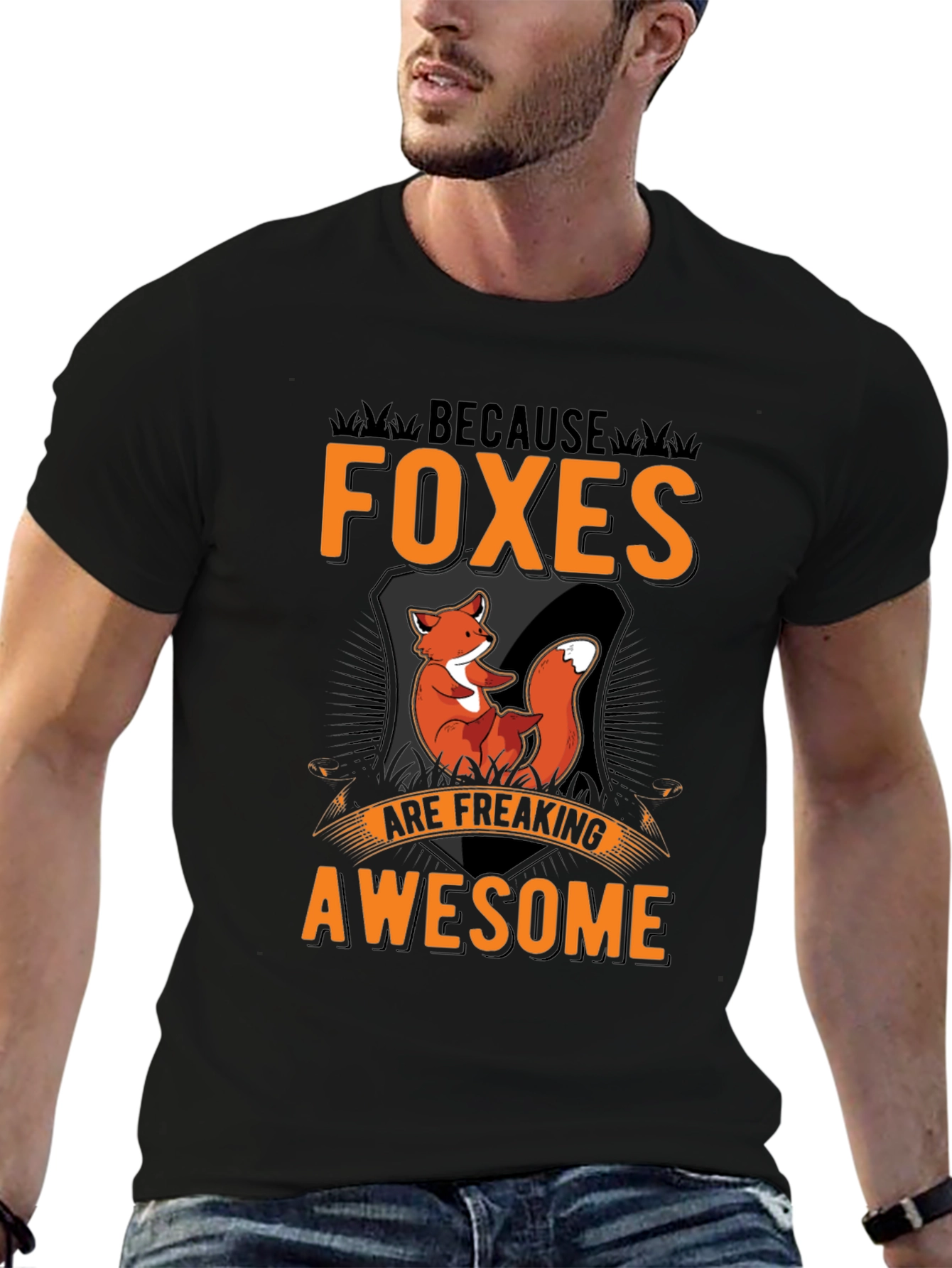 Foxes Are Awesome Black Graphic Tee