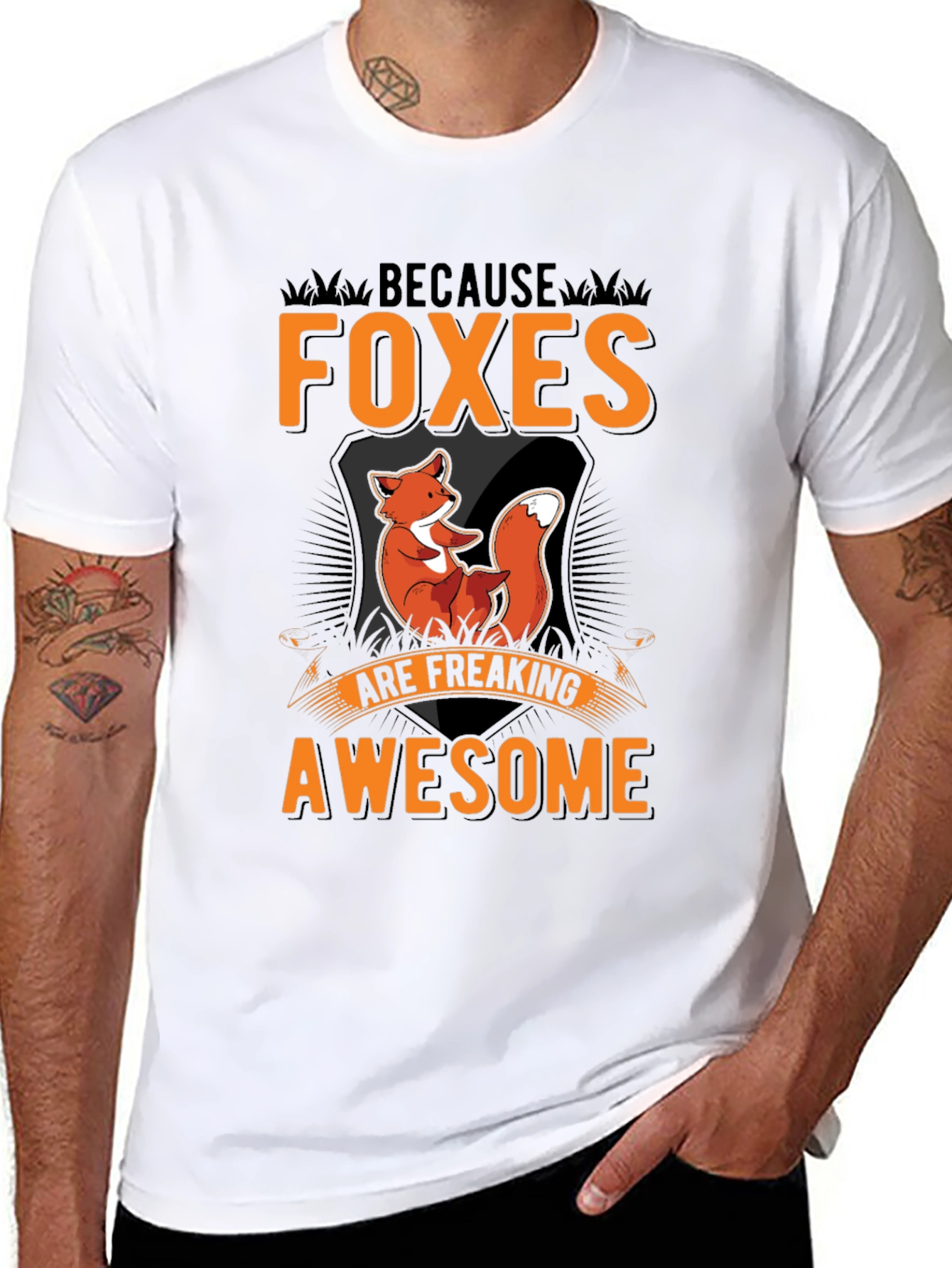 Foxes Are Awesome Black Graphic Tee